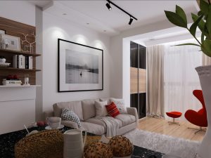 red and white apartment ideas